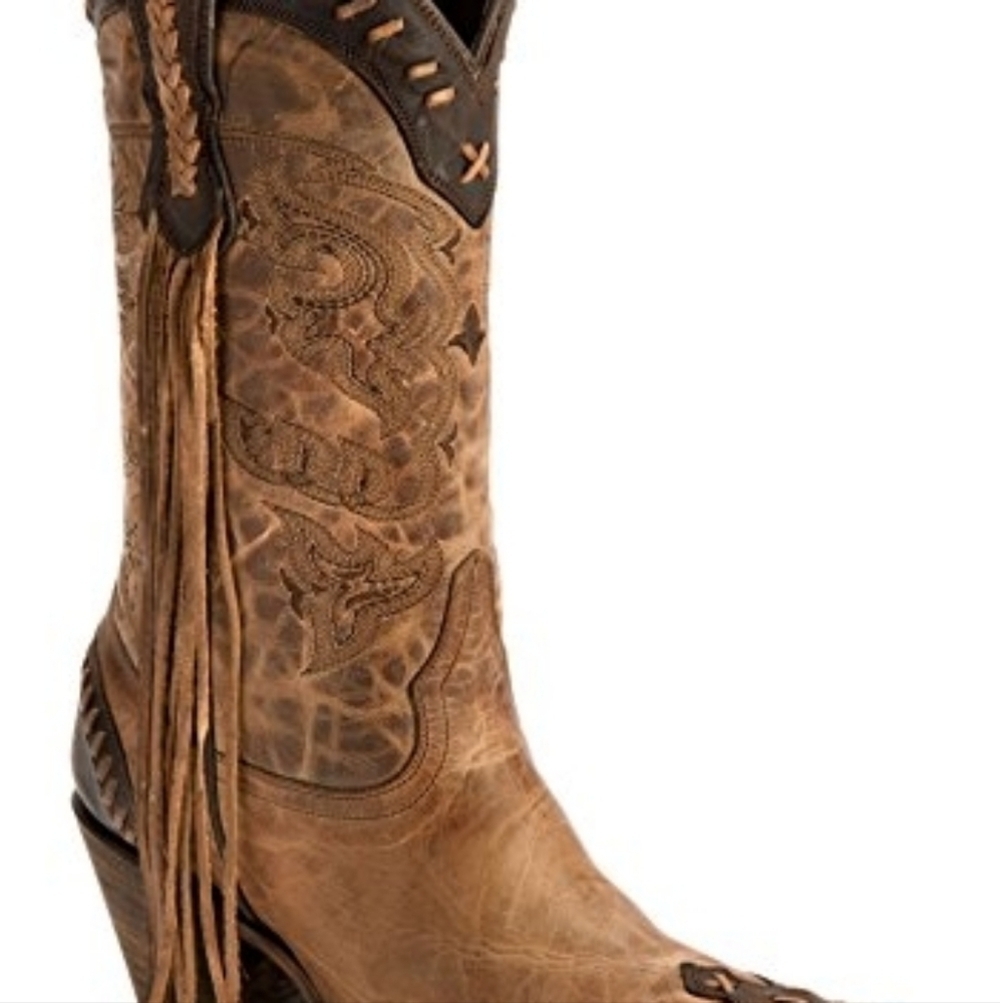 Lucchese Bootmaker Wingtip Natural Tucson Calf fringe cowgirl boots M5023 sz 9 - Picture 16 of 16